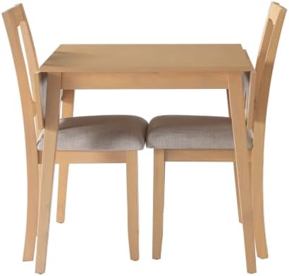 P PURLOVE 3 Piece Kitchen Dining Set, Wood Dining Table Set, Natural+Beige