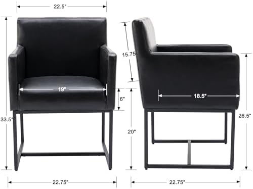 HNY Mid Century Modern Upholstered Dining Chairs with Arms Set of 2, Faux Lea...