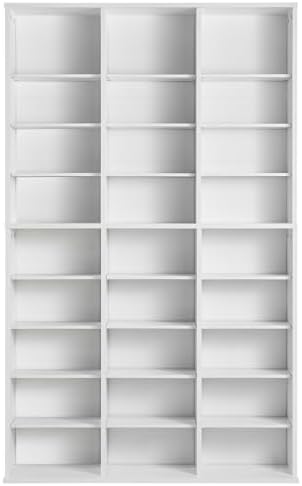 VEVOR Media Storage Cabinet, 9-Layer DVD Shelf, Adjustable CD Shelves 27 Comp...