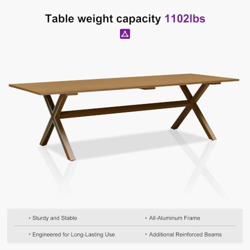 PURPLE LEAF Outdoor Dining Set for 10 with Cushions PE Rattan Teak