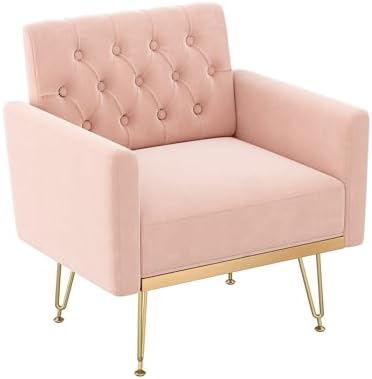 Olela Accent Chair with Arm for Living Room, Velvet Modern Armchair, Pink | S...