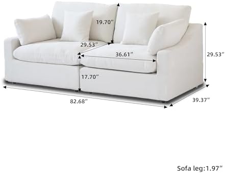 Cloud Couch Modular Sectional Sofa,82.68" Oversized LoveSofa, Down Fille...