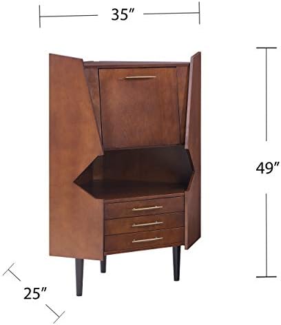 SEI FURNITURE Larson Corner Storage Bar Cabinet, brown.
