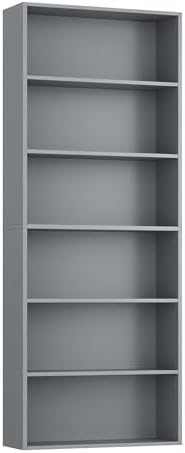 FOTOSOK 6 Tier Tall Bookshelf Bookcase with Open Display Shelves, Dark Gray