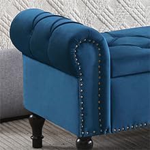 Velvet Storage Bench 67 Inch Upholstered Tufted Ottoman Bench with Arms Large...