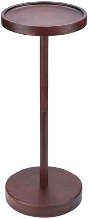 Solid Acacia Wood Pedestal End Table - Small Round