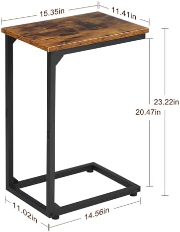 AMHANCIBLE C Shaped End Table Set of 2, Couch Side Table that Slide Under