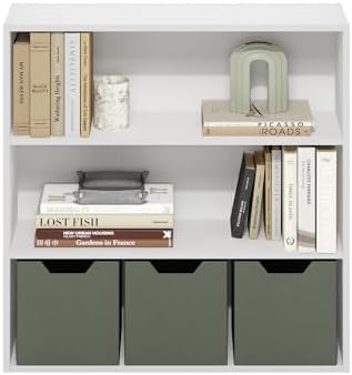 Furinno PASIR Book Shelf, 3-Tier Bookshelf with Open Storage Shelf, Standing ...
