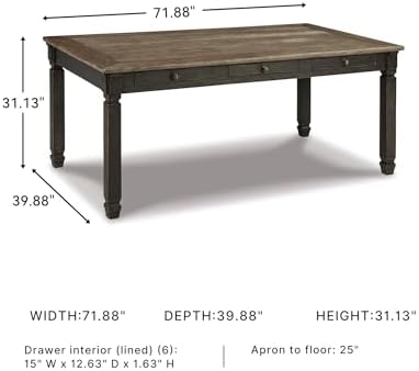 Signature Design by Ashley Rectangular Farmhouse Dining Table, 6 Drawers