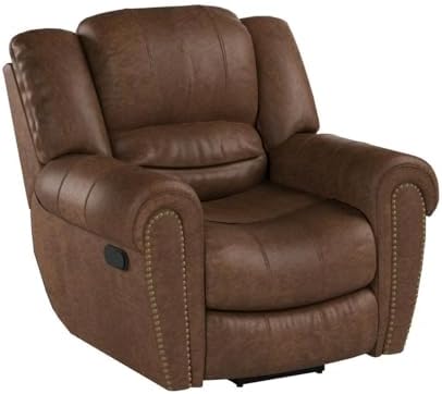 CANMOV Leather Recliner Chair, Classic and Traditional Manual Recliner Chair ...