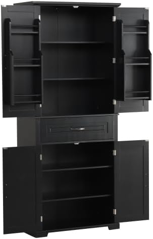 Bathroom Storage Cabinet with Doors and Drawer, Multiple Storage Space, Adjus...