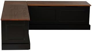 Linon Harris Black and Walnut Backless Kitchen Dining Nook with Hidden Storag...
