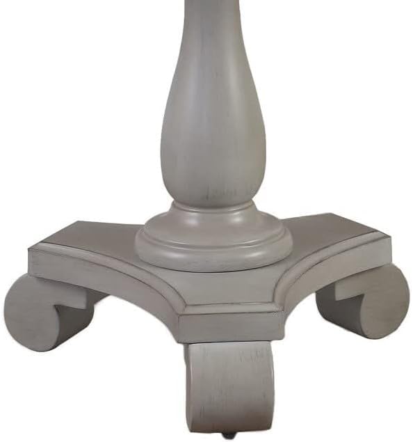Antique Round End Table, Living Room Sofa Side Wood Table, Gray
