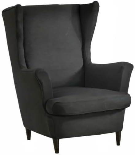 HZDHCLH Black Wingback Chair Slipcovers 2 Piece,Stretch Spandex Black Wing Ch...