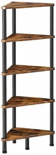 HOOBRO Corner Shelf Stand, Industrial 5-Tier Corner Bookshelf with Metal Fram...