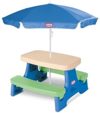 Little Tikes Easy Store Jr. Picnic Table with Umbrella - Blue / Green, 27.25&...