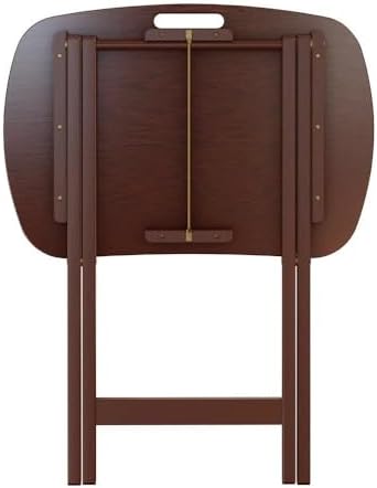 Furnifact Walnut Snack Table Set – Folding TV Trays with Stand for Dining, Wo...