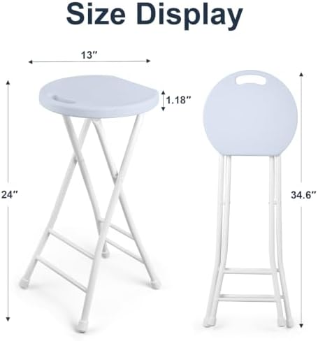 COOZMENT 24-Inch Folding Stool with Handle, Folding Bar Stool with Non-Slip F...