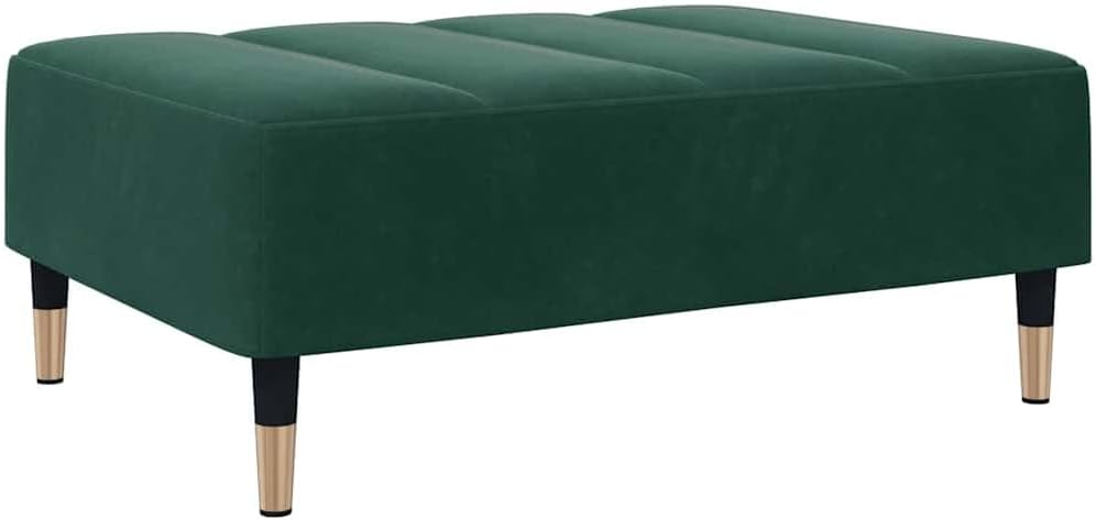 Dark Green Velvet Footstool, Stable Plywood Frame Footrest for Sofa or Reclin...