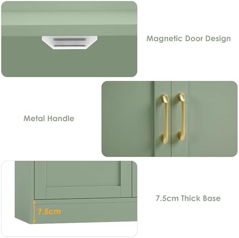 FACBOTALL 82.3" Triple Wide Bookshelf, Tall Bookcase with 4 Doors, Green