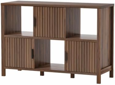 EYYTHUNG Fluted Storage Organizer Bookshelves, Modern Cube Bookcase with 3 Op...