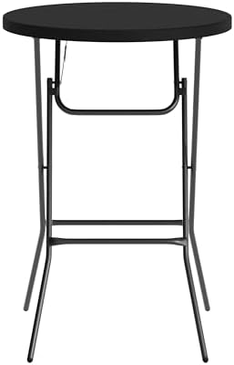 Flash Furniture 2.6 ft Plastic Round Folding Table, Black, 4-Pack