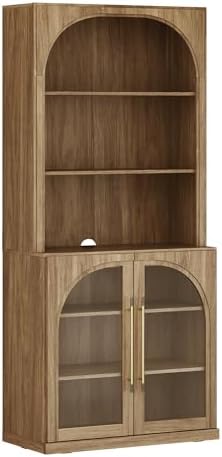 BELLEZE 72" Tall Modern Wood 6-Tier Shelf Storage with Sturdy Aluminum H...