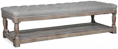 Pangea Home Athena 17" Wood Bench in Antique White & Frost Gray