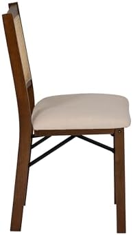 Powell Kasi Brown and Natural Rattan Cane Fully Assembled Foldable Wooden Din...