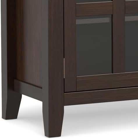 SIMPLIHOME Artisan 54" Wide Solid Wood 3-Door Buffet in Dark Chestnut Brown