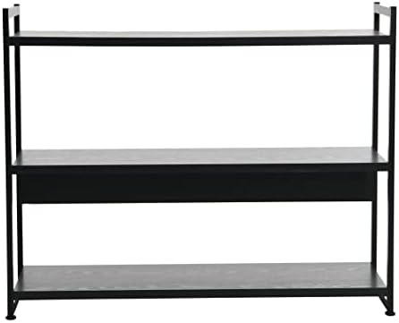 Household Essentials Jamestown Wide 3 Shelf Open Storage Bookshelf Black Oak ...