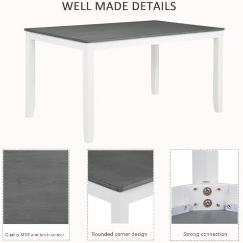 Bellemave 6-Piece Dining Table Set for 6 Rectangular Kitchen Table Set with 4...