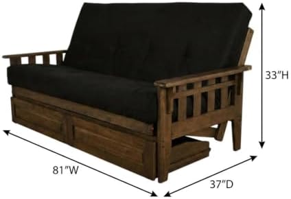 Kodiak Furniture Tucson Full Futon Set in Rustic Walnut Finish with Storage D...