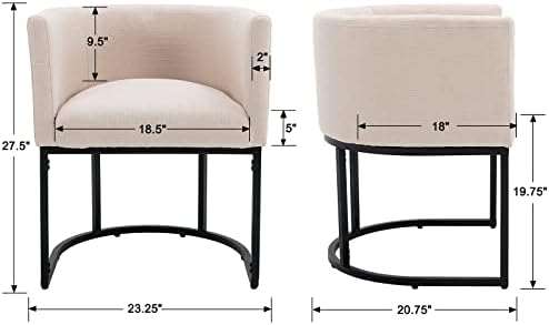 HNY Mid Century Modern Upholstered Barrel Dining Chairs with Arms Set of 6, L...