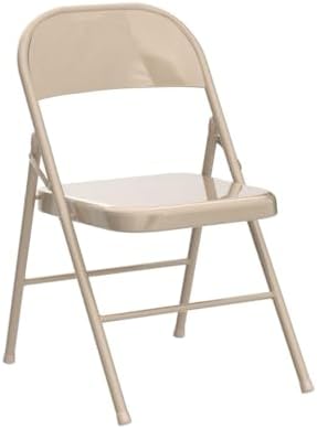 VECELO Metal Folding Chairs 4 Pack, Double Hinged Steel Frame Easy Foldable&a...