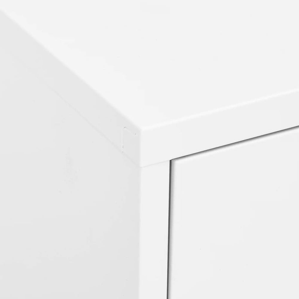 White Steel Cabinet 31.5x13.8x40 in, 2-Door Pantry w/ 2 Drawers, Adjustable S...