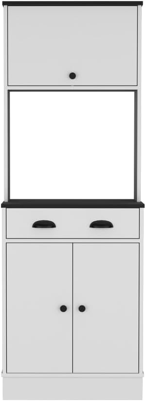 Pantry Cabinet Microwave Stand Warden, Kitchen, White/Black