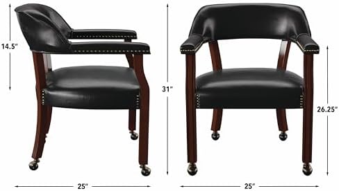 Steve Silver Furniture Tournament Arm Dining Chair with Casters, Upholstered ...