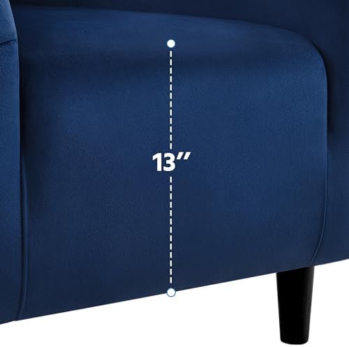 Yaheetech Small 25.5in Wide Velvet Barrel Accent Chair Bedroom, Navy Blue | C...