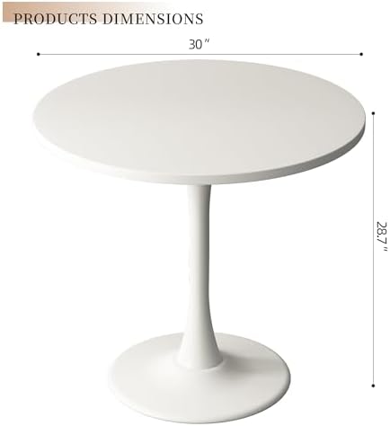 Round Dining Table 30" Circle Tulip Table for 4 People,White | Mid Centu...