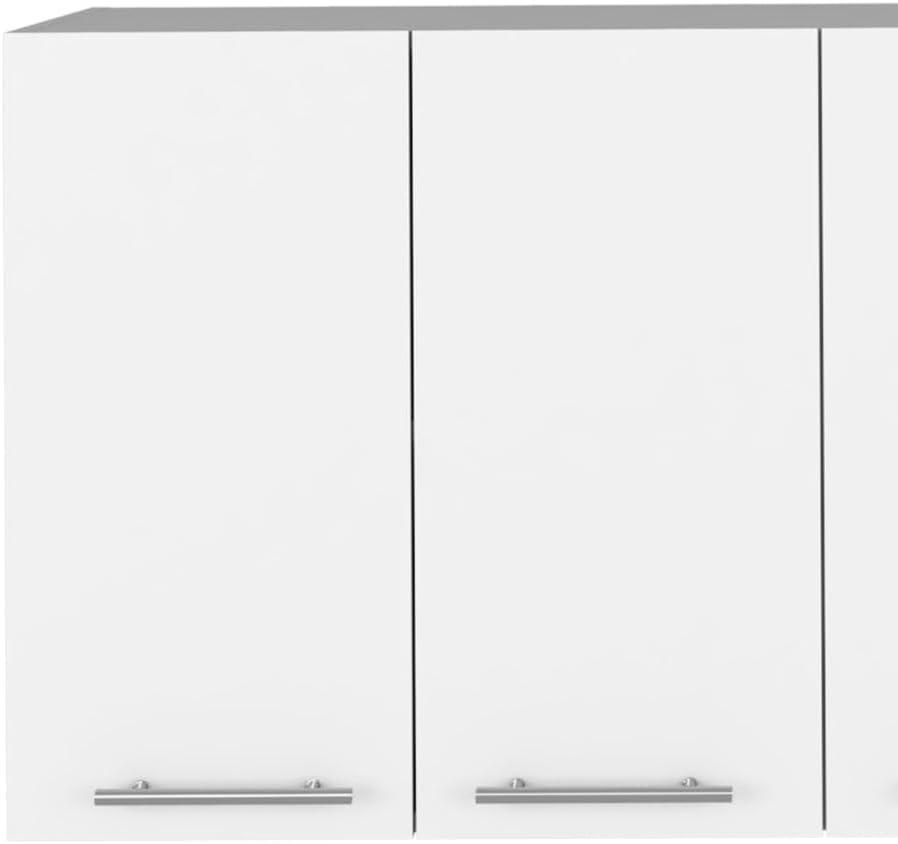 Burlingame Kitchen Island and Wall Cabinet Set - White & Walnut MDF