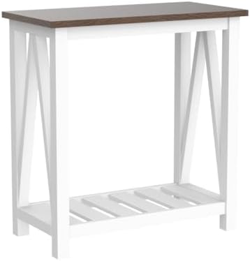ChooChoo Farmhouse End Table Set of 2, Narrow Side Table with Shelf