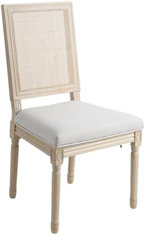chairus Farmhouse Dining Chairs Set of 2, Rectangle Rattan Back French Countr...