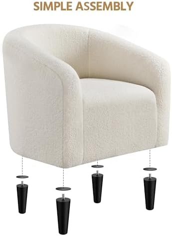 Yaheetech Compact Sherpa Accent Chairs Set of 2 for Small Spaces, Ivory