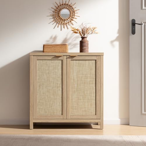 SICOTAS Rattan Cabinets, Sideboard Buffet Cabinet Credenza with Storage