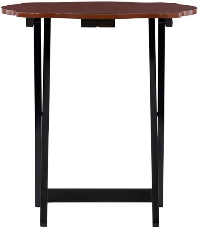 Pemberly Row Traditional 5-Piece Okume Veneer and Solid Wood Tray Table Set w...
