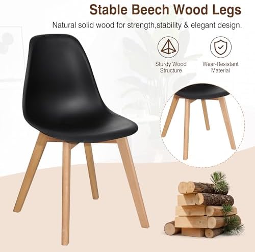 VECELO Dining Chairs Set of 4, Mid-Century Modern Kitchen & Dining Room C...