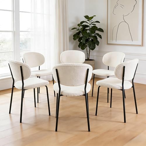 Homedot Boucle Dining Chairs Set of 4, Modern Fabric Upholstered Kitchen Side...