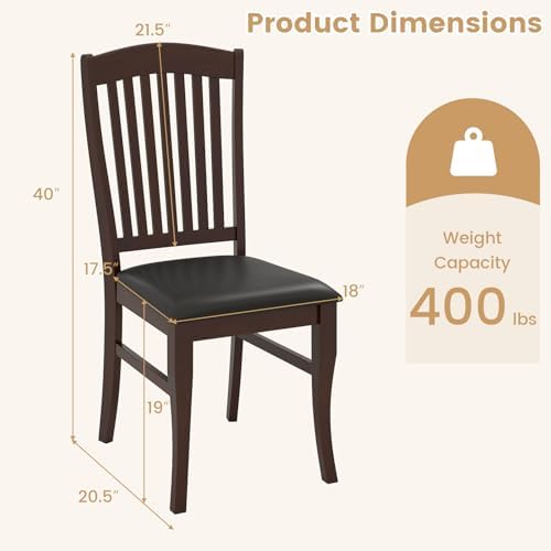 GOFLAME Wooden Dining Chairs Set of 4, Upholstered Kitchen Chairs with PU Lea...