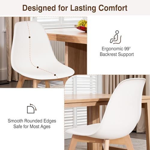 VECELO Dining Chairs Set of 4, Mid-Century Modern Kitchen & Dining Room C...